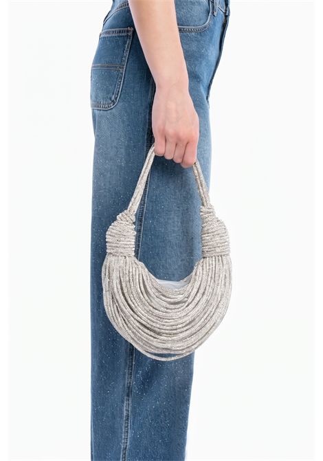 tome Borsa hobo argento intrecciata con pietre TWENTY FOURHAITCH | BAG00070ARGENTO
